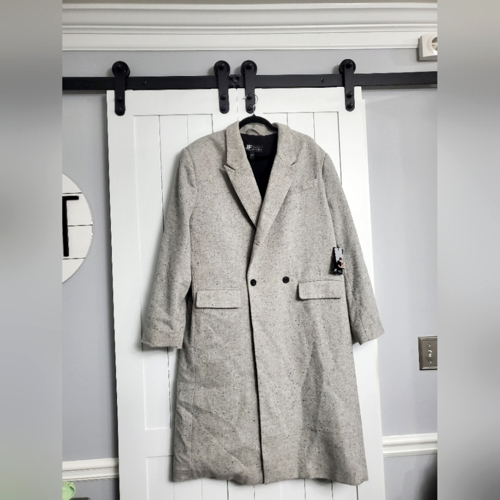 Jason Bolden J.Ferrar Men's Gray Oversized Long Coat. NEW!